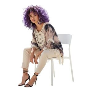 Boho Tie Dye Crochet Fringe Tunic Top